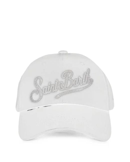 Mc2 Saint Barth White Crystal-Embellished Baseball Cap