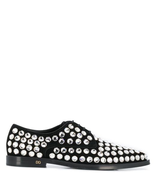 Dolce & Gabbana Black Rhinestone Embellished Derby Shoes