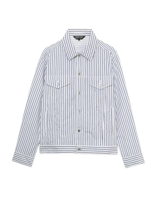 Comme des Garçons White Striped Cotton Jacket for men