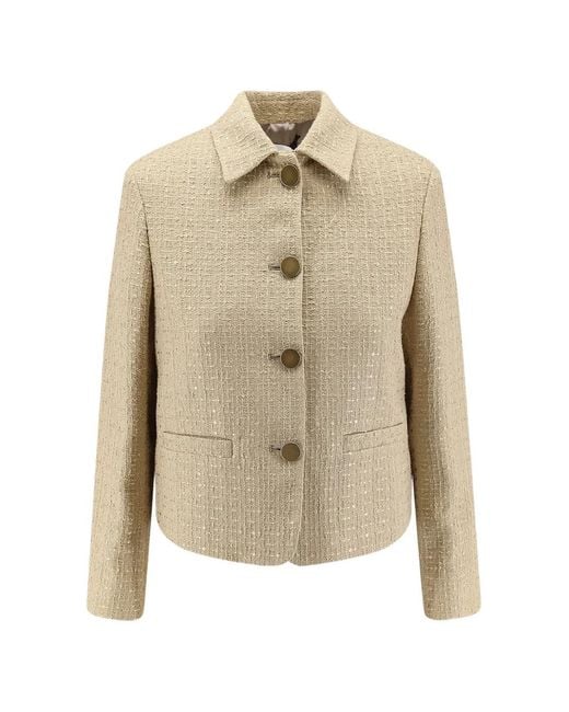 SAULINA Natural Button-Fastening Tweed Jacket