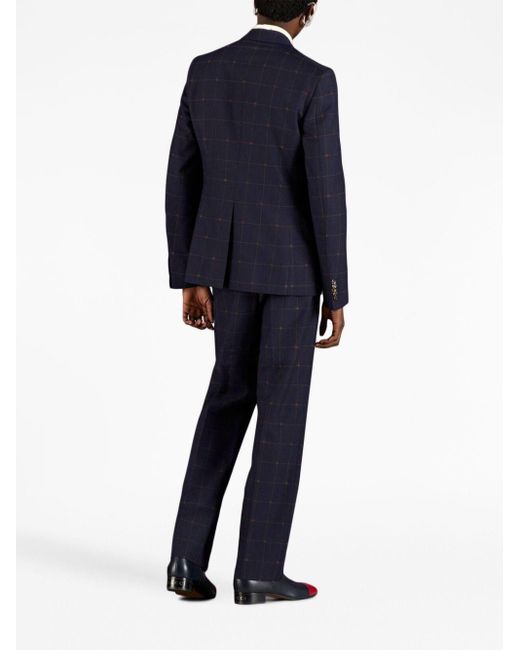 Gucci Blue GG Overcheck Wool Suit for men