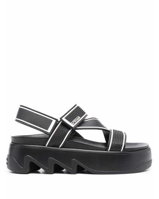 Le Silla Rubber Cross-strap Platform Sandals in Black | Lyst UK