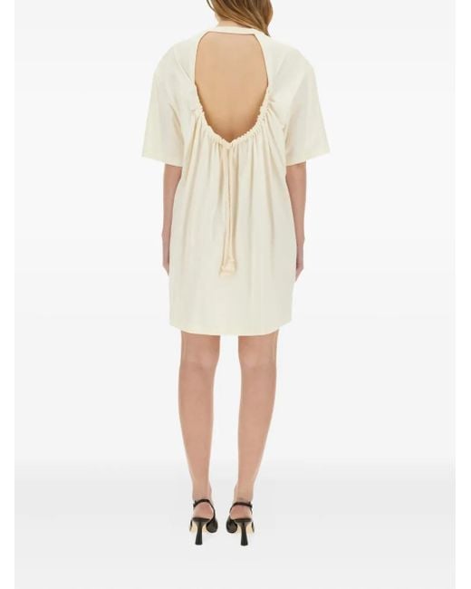MSGM Natural Logo-Patch Mini Dress