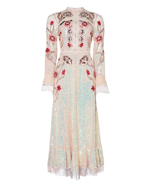 Temperley London White Remi Sequin-Embellished Midi Dress