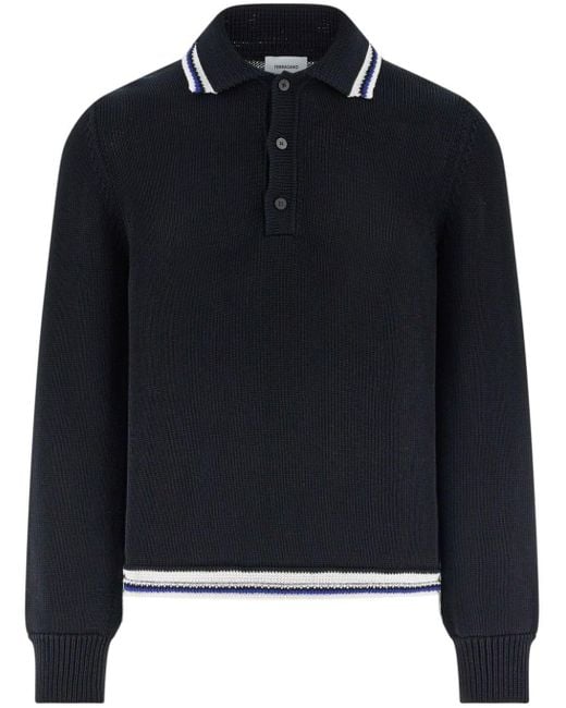 Ferragamo Black Long-sleeve Polo Shirt for men
