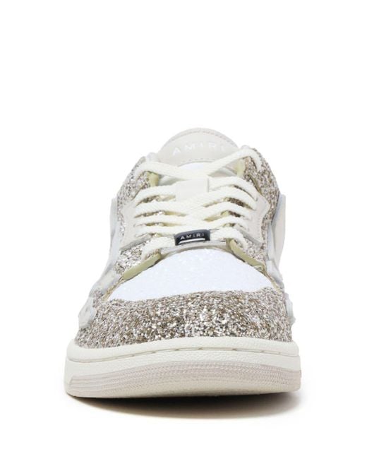 Amiri White Skeltop Sneakers in Glitter-Optik