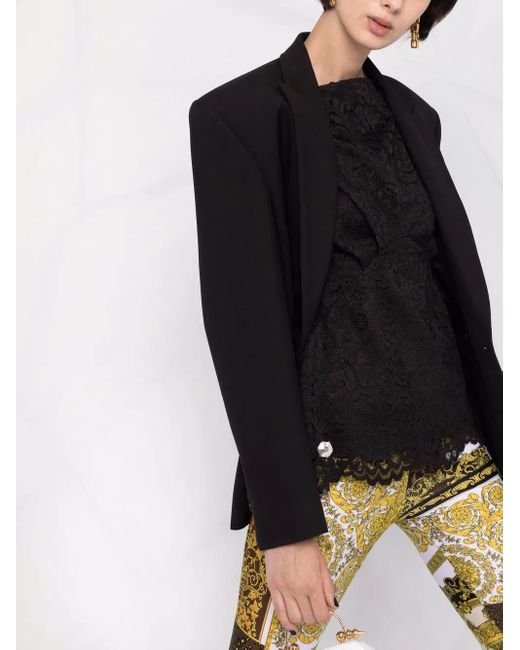 Philipp Plein Black Lace-patterned Sleeveless Blouse