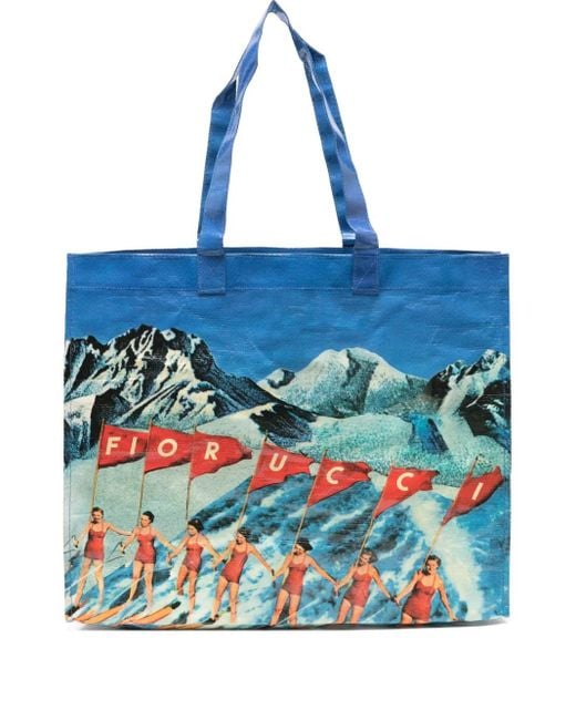 Fiorucci Blue Maxi Winter Waterskiing Tote Bag