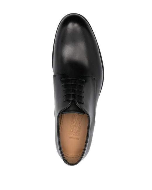 Ferragamo Black Leather Derby Shoes for men