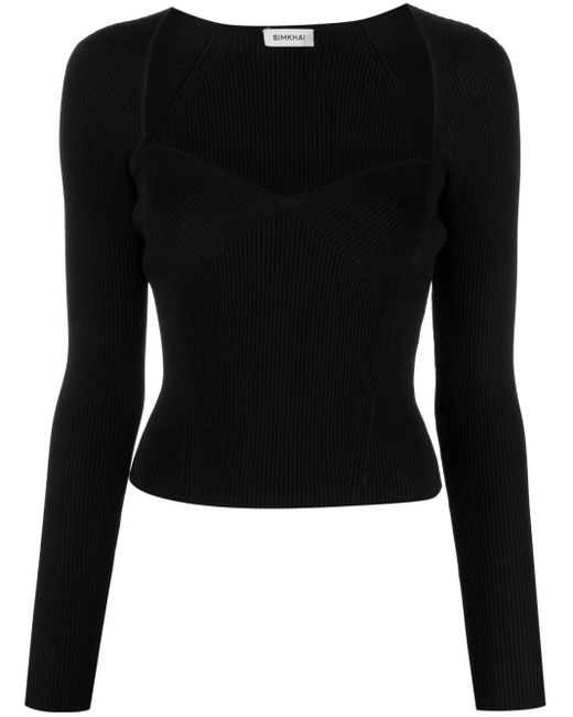 Jersey Giuliana Con Escote Corazón Jonathan Simkhai de color Black