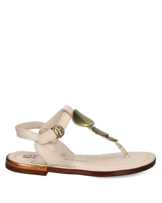A.s.98 White T-Strap Leather Sandals
