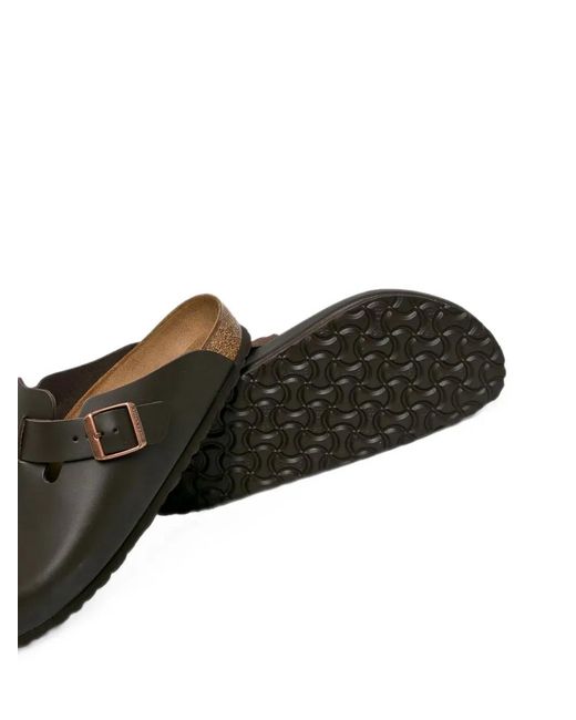 Birkenstock Brown Boston Leather Flat Mules