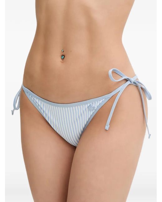 Lacoste Blue Striped-Pattern Tie-Side Swim Briefs