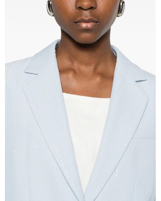 Sandro White Sequin-Striped Blazer