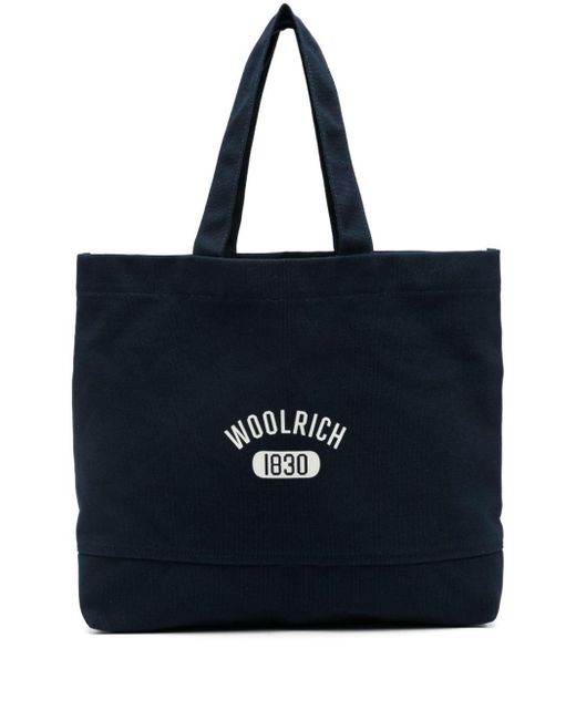 Woolrich Black Logo-print Canvas Tote Bag