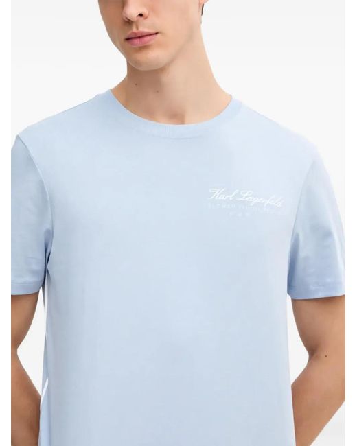Karl Lagerfeld Blue Logo-Print T-Shirt for men
