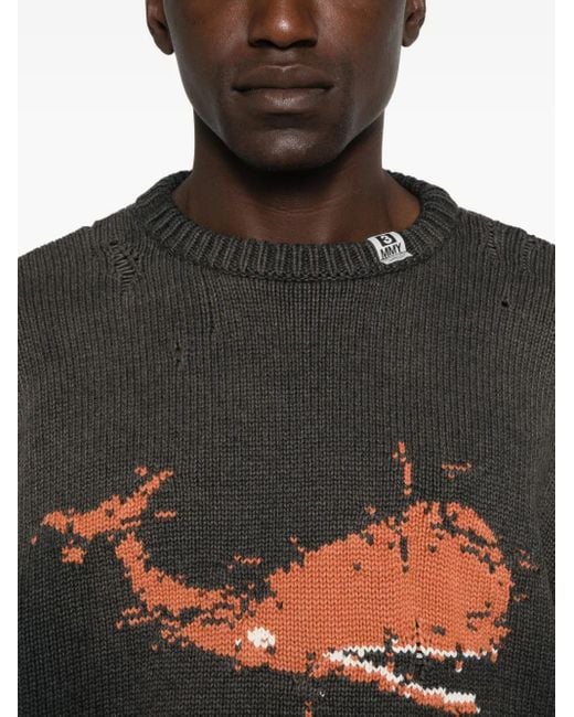 Maison Mihara Yasuhiro Black Whale Intarsia-Knit Sweater for men