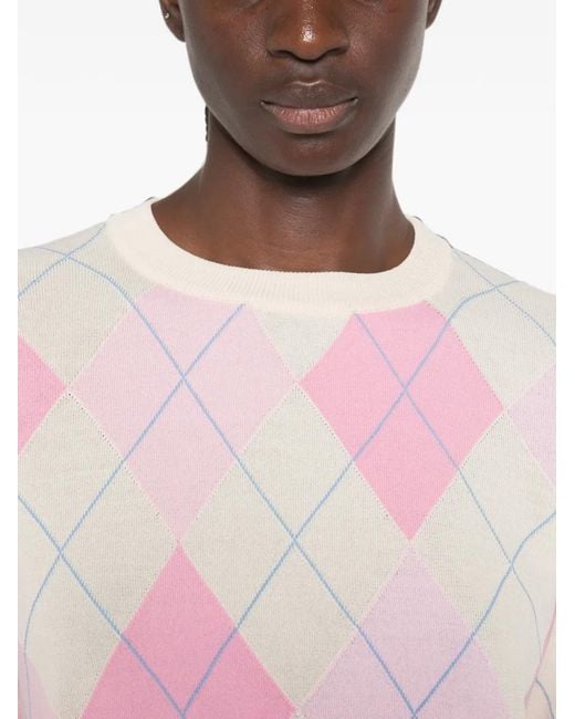 ViCOLO Pink Pullover Mit Argyle-Muster