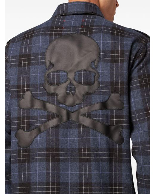 Philipp Plein Hemd mit Skull&Bones-Print in Blue für Herren