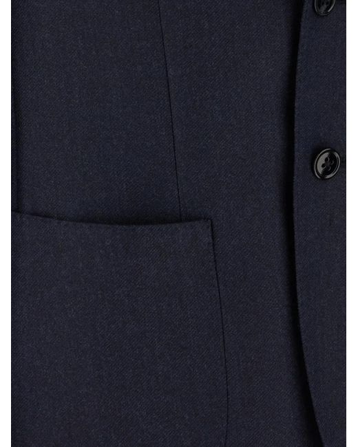 Corneliani Blue Single-Breasted Patch-Pocket Jacket for men