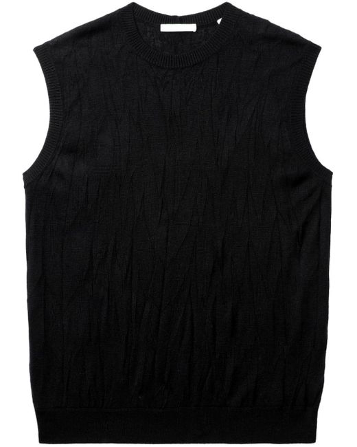 Helmut Lang Black Intarsia-knit Ribbed-trim Vest for men