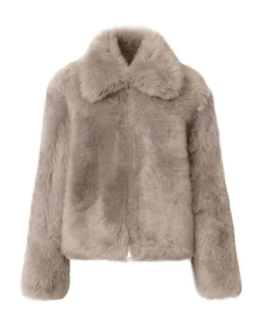 Fabiana Filippi Brown Shearling Zip-Front Jacket