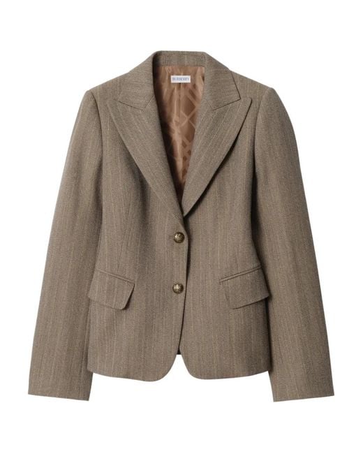 Burberry Brown Mouliné Wool Tailored Jacket