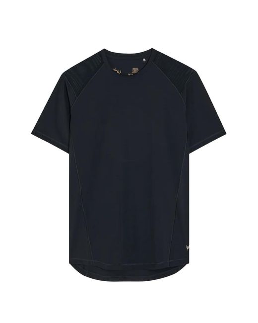 Now You Live Blue Waterley Mesh-Panelled Raglan-Sleeve T-Shirt