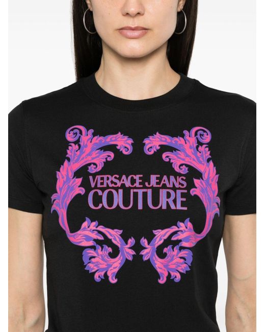 T-shirt à imprimé Barocco Versace en coloris Black