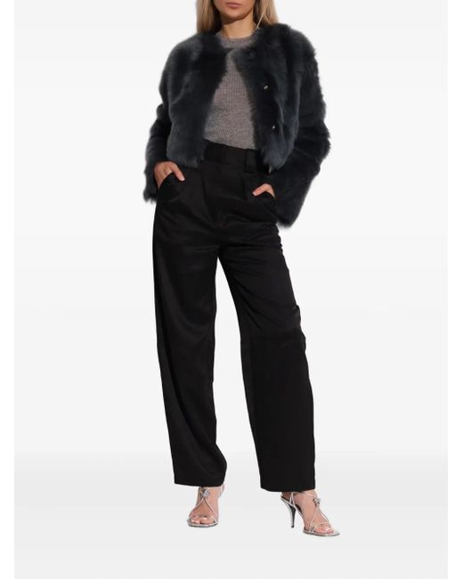 IRO Black Sheepskin Cropped Jacket