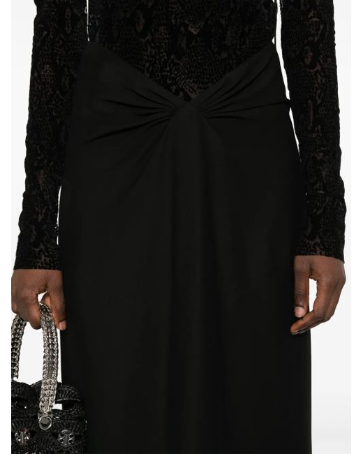 A.M.G Black Ruched-Detailed Midi Skirt