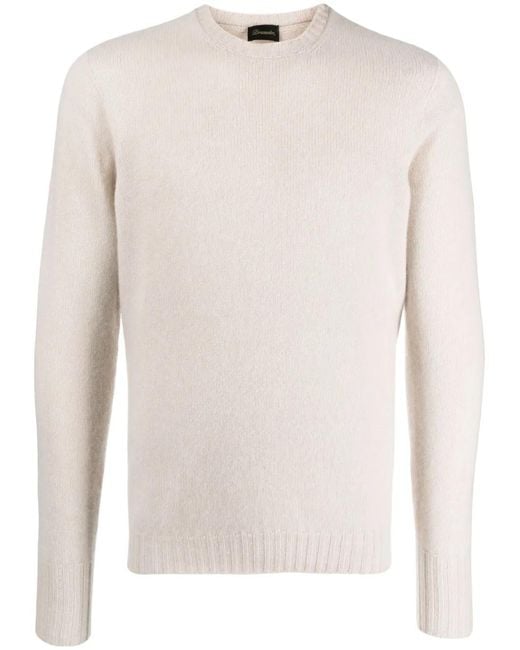 Drumohr White Crew-Neck Cashmere Jumper for men