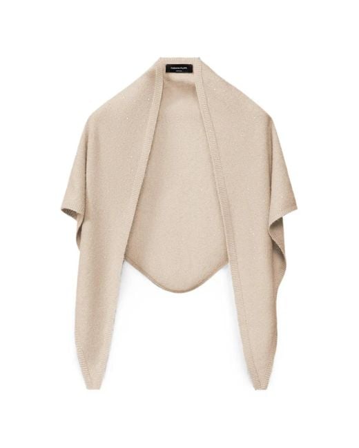 Fabiana Filippi Natural Sequin-Embellished Knitted Scarf