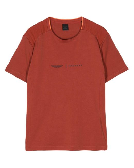 T-shirt con applicazione di Hackett in Red da Uomo