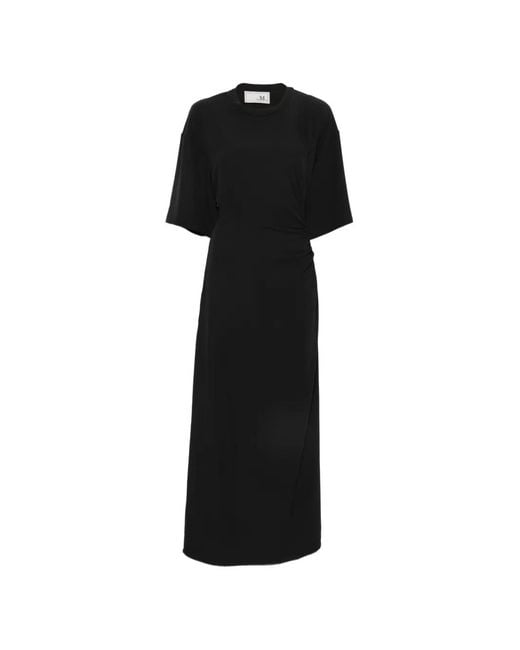 THE M.. Black Cut-Out Gathered Midi Dress