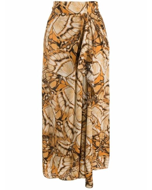 Alberta Ferretti Multicolor Butterfly-Print Skirt