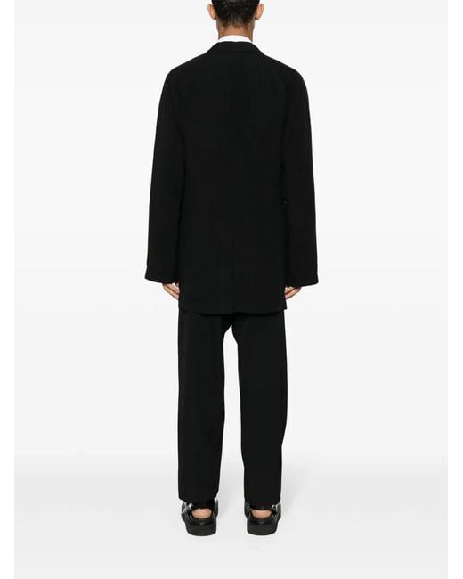 Yohji Yamamoto Black Single-Breasted Coat for men
