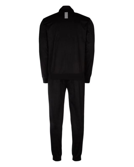 EA7 Black Logo-Print Tracksuit for men