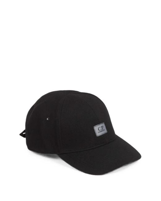 C P Company Black Logo-Patch Baseball Cap for men