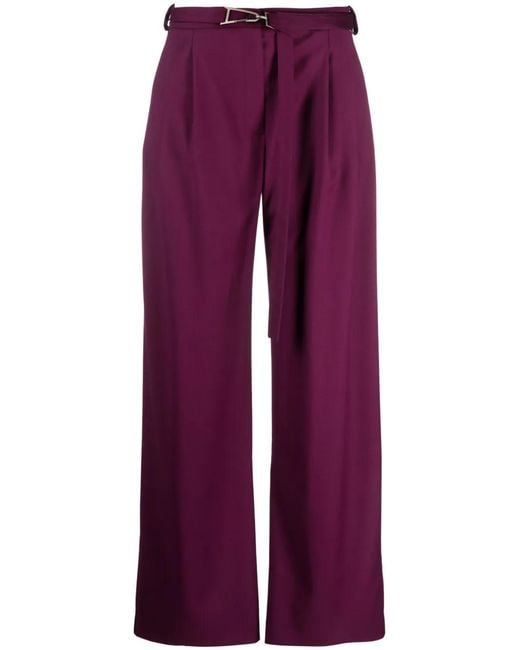 Patrizia Pepe Purple Belted Palazzo-Design Trousers