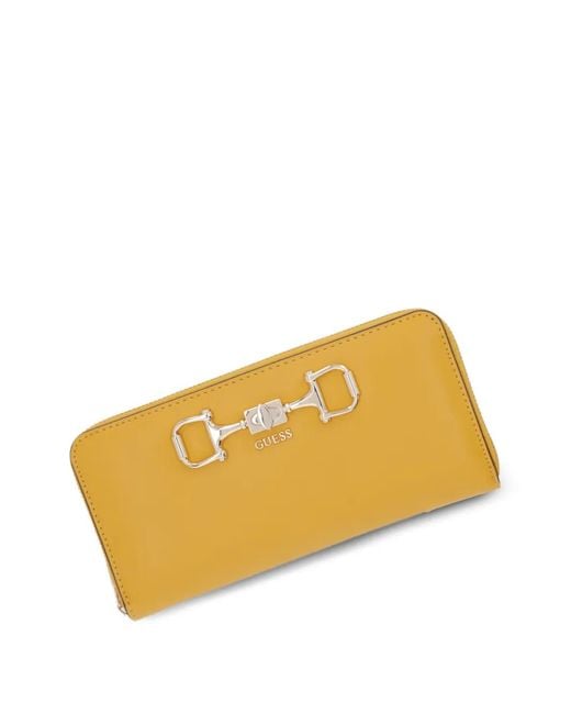 Guess Orange Horsebit Zip-Around Wallet