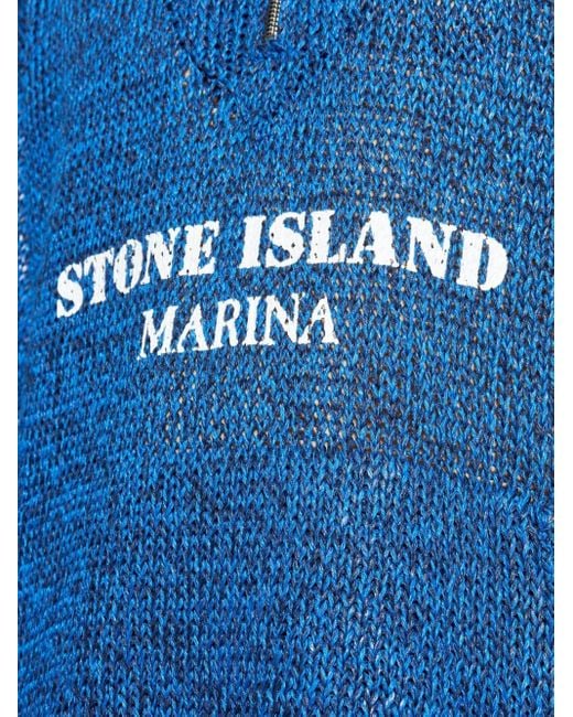 Stone Island Blue Logo-Embroidered Sweatshirt for men