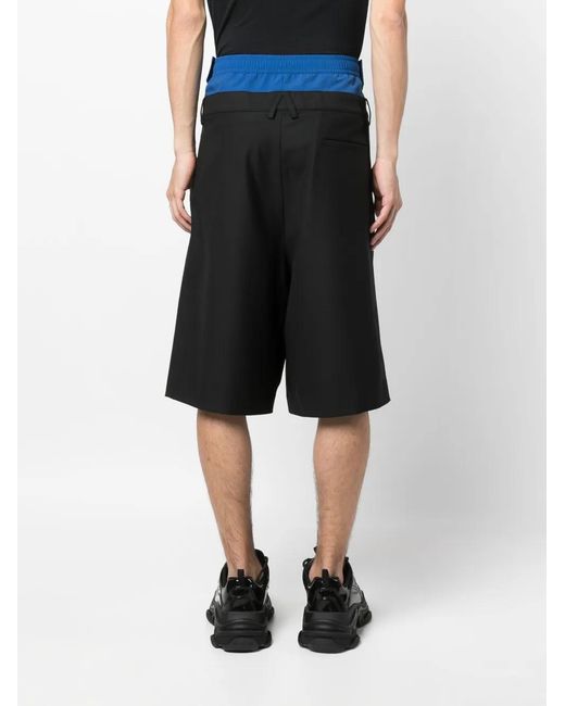 Ambush Black Layered-Design Knee-Length Shorts for men