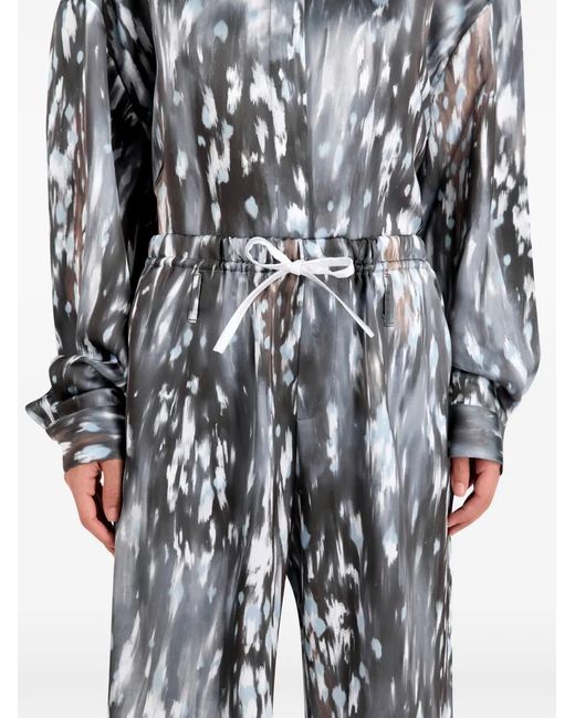 IRO Gray Abstract-Print Drawstring-Waist Trousers