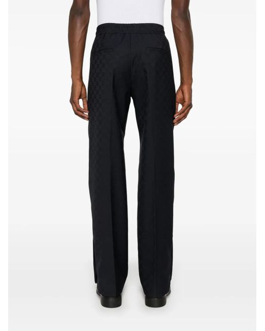 Gucci Blue Jacquard Drawstring Tapered Trousers for men