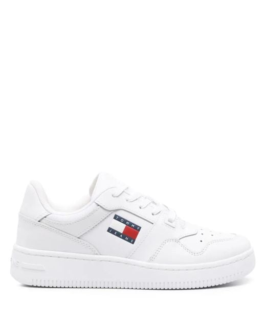 Tommy Hilfiger White Retro Basket Leather Sneakers