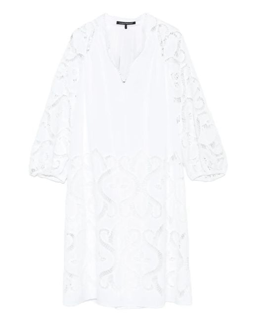 Luisa Cerano White Puff-Sleeve Mini Dress