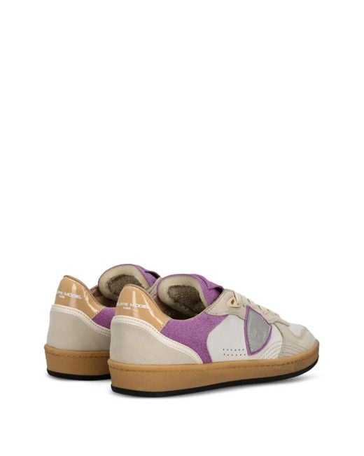 Philippe Model Pink Leather Low-Top Sneakers