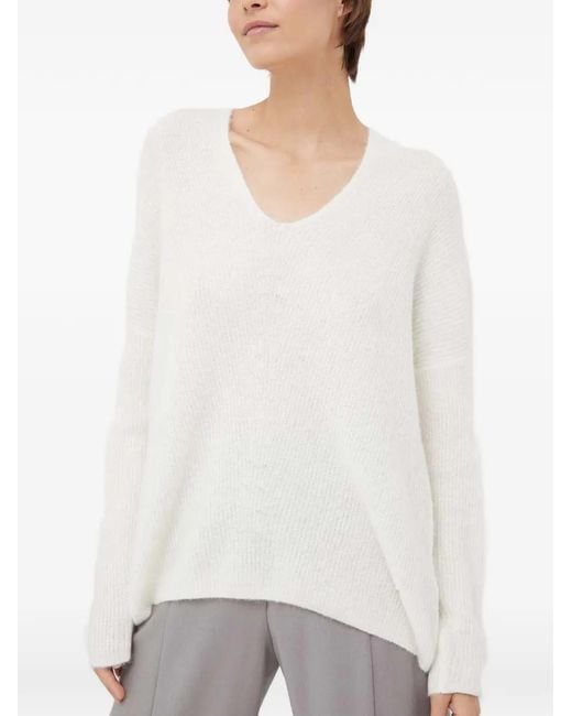 Mos Mosh White Thora V-Neck Sweater