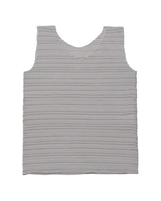 Issey Miyake Gray Horizontal-Pleated Top